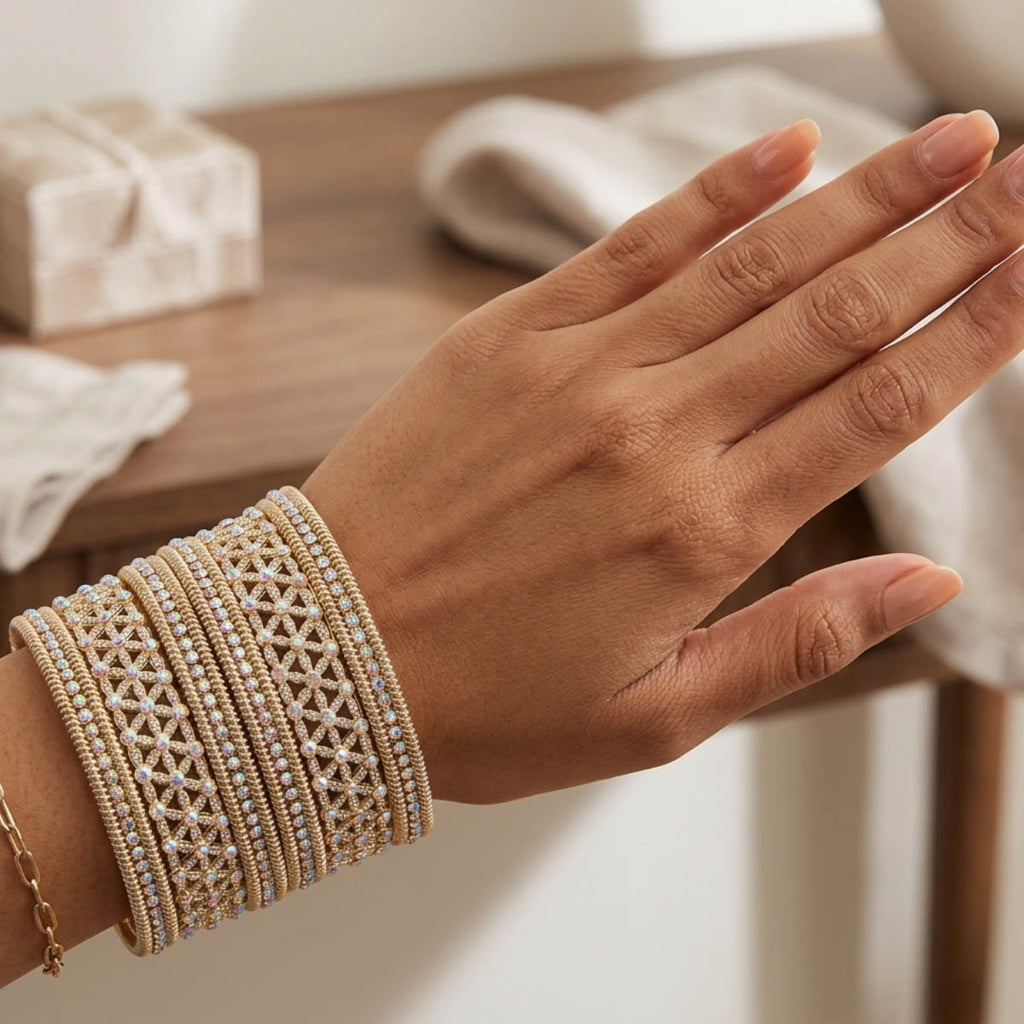 Gold Color Fashion Bangles Set Size 2.6