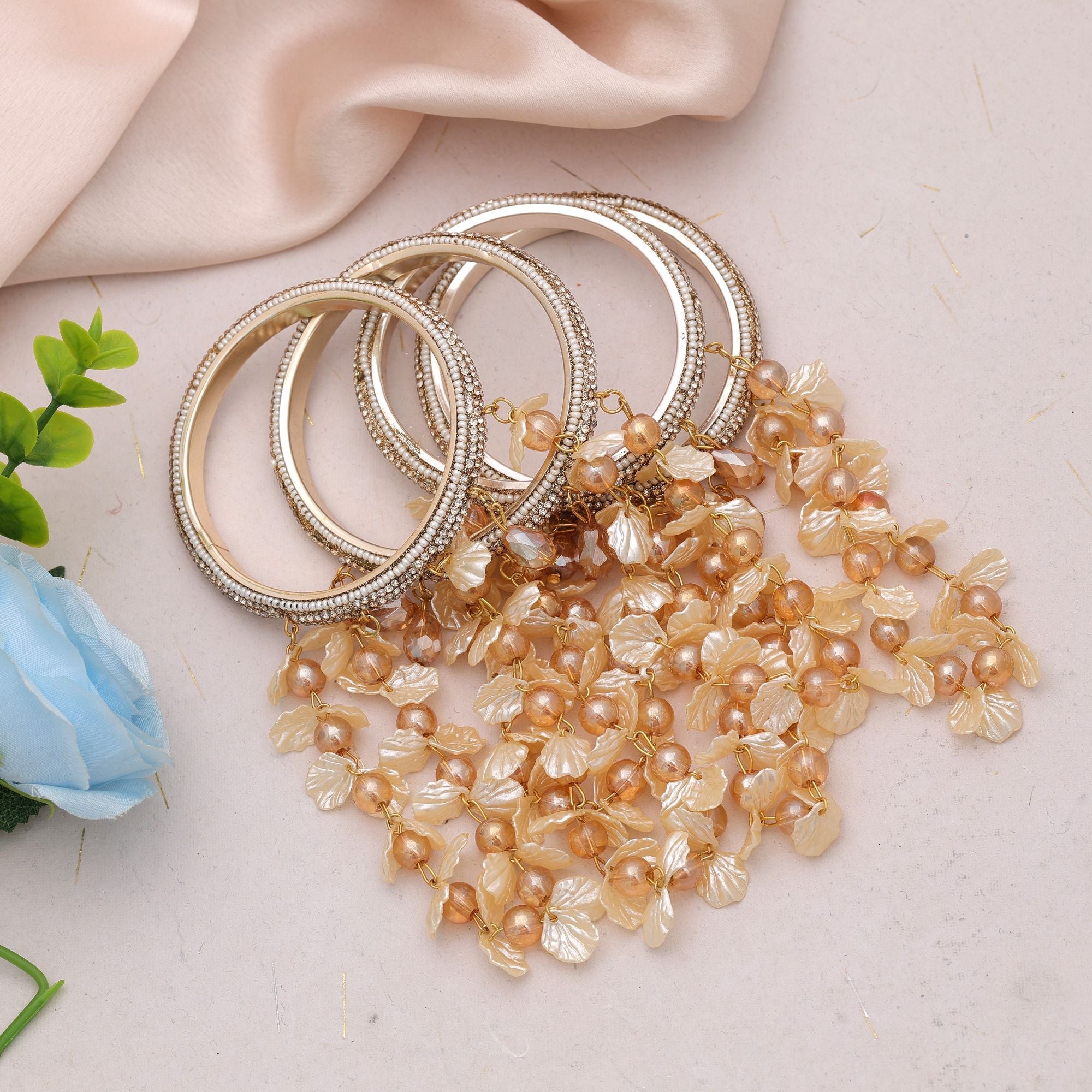 Gold Color 1 Set Of Fashion Bangle Size: 2.4 (PLKB172GLD-2.4)