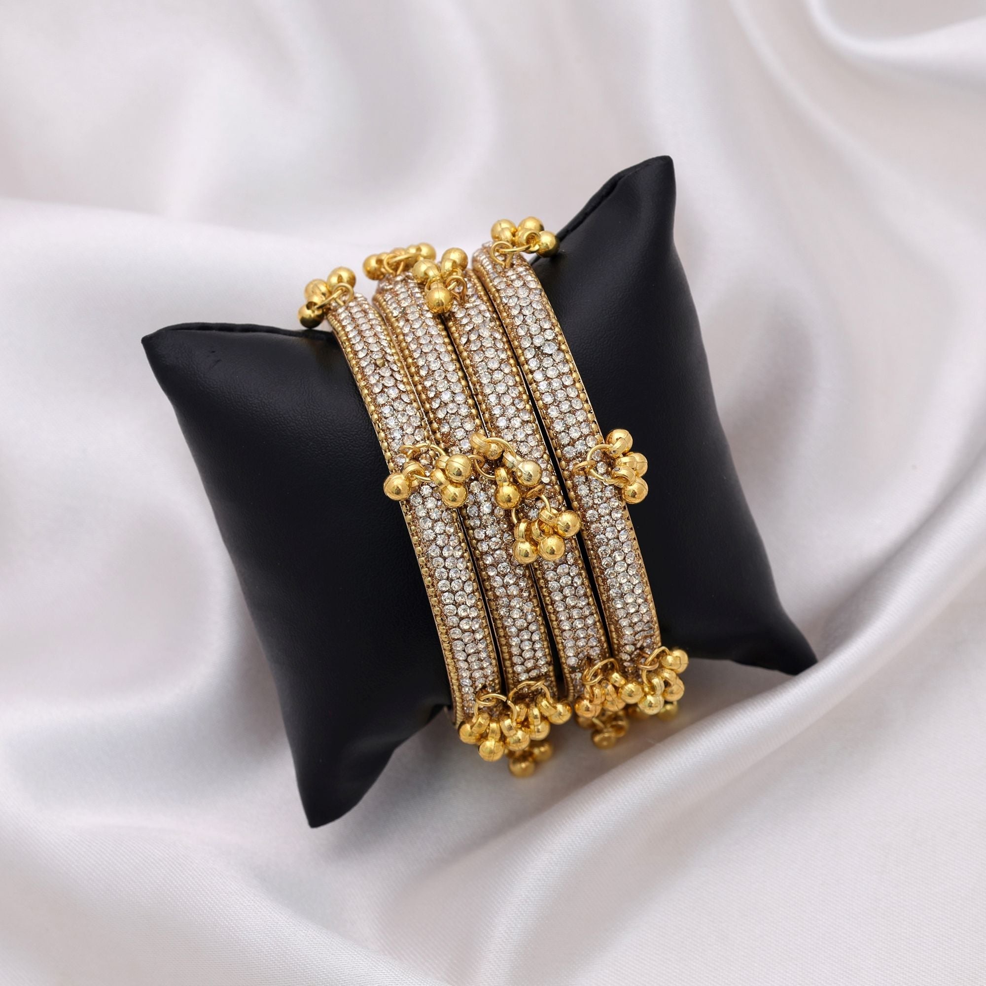 Gold Color 1 Set Of Fashion Bangle Size: 2.4 (PLKB173GLD-2.4)
