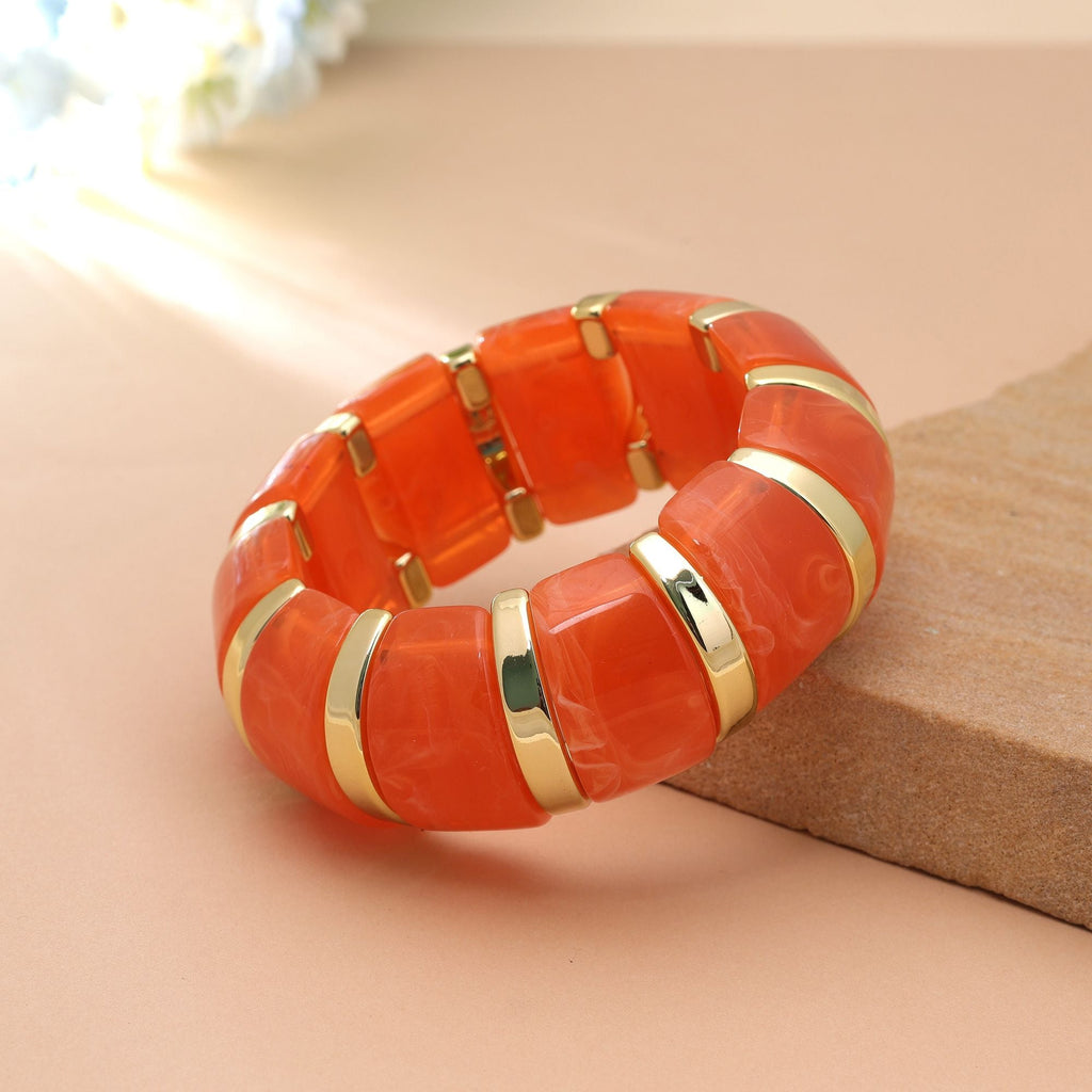 Orange Color Stretchable Acrylic Fashion Bangle Design