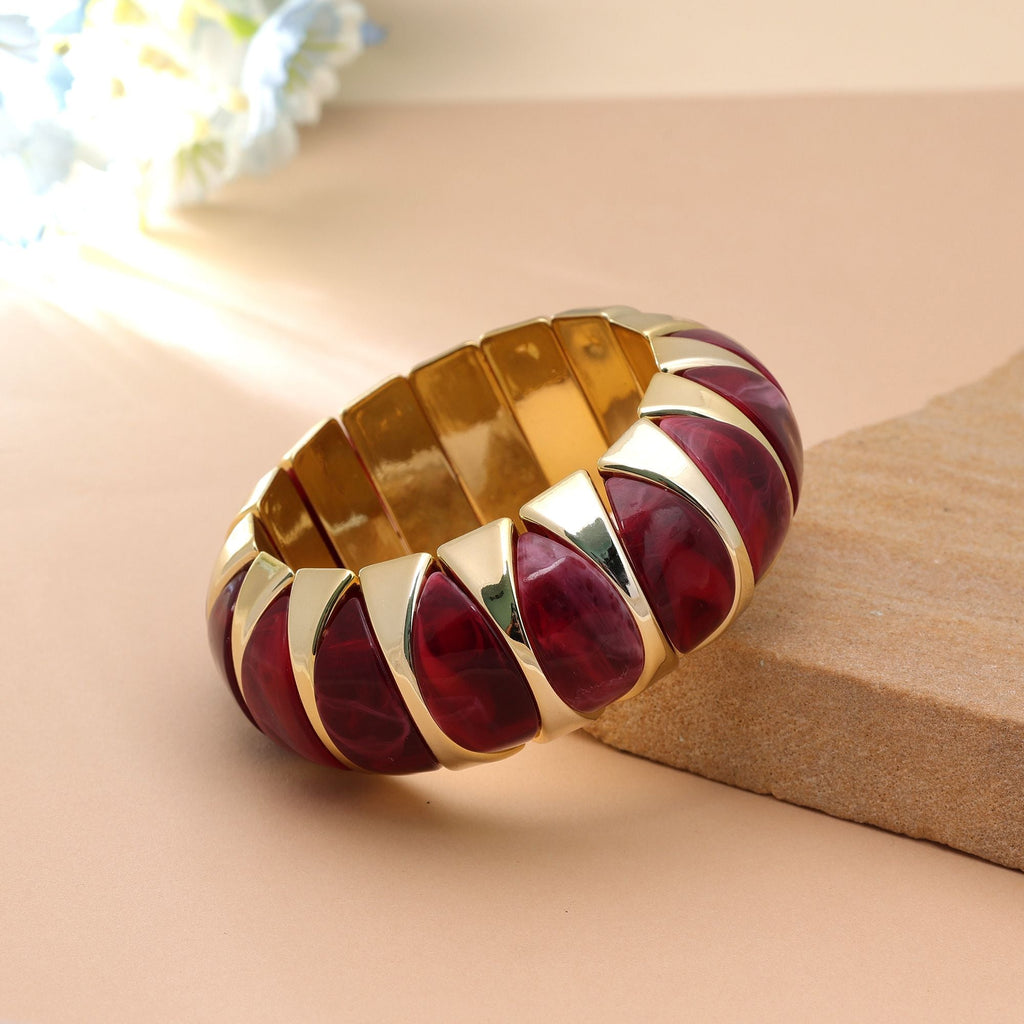 Maroon Color Stretchable Acrylic Fashion Bangle Style