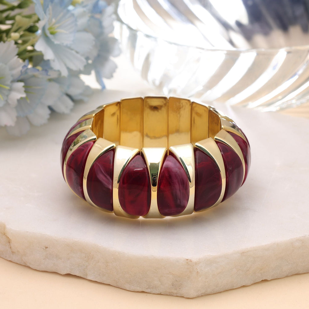 Maroon Color Stretchable Acrylic Fashion Bangle Style