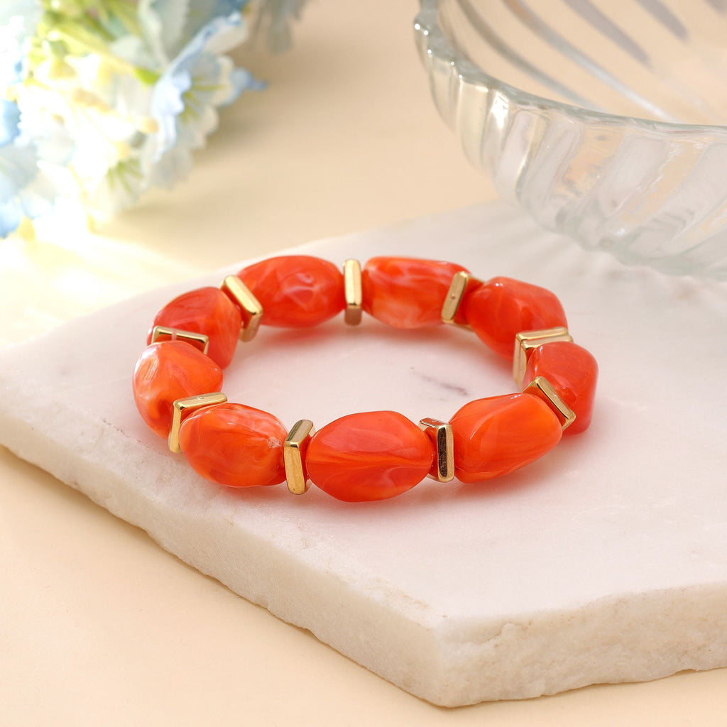 Orange Color Stretchable Acrylic Fashion Bangle for Daily Wear