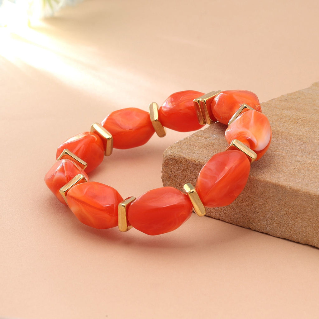 Orange Color Stretchable Acrylic Fashion Bangle for Daily Wear