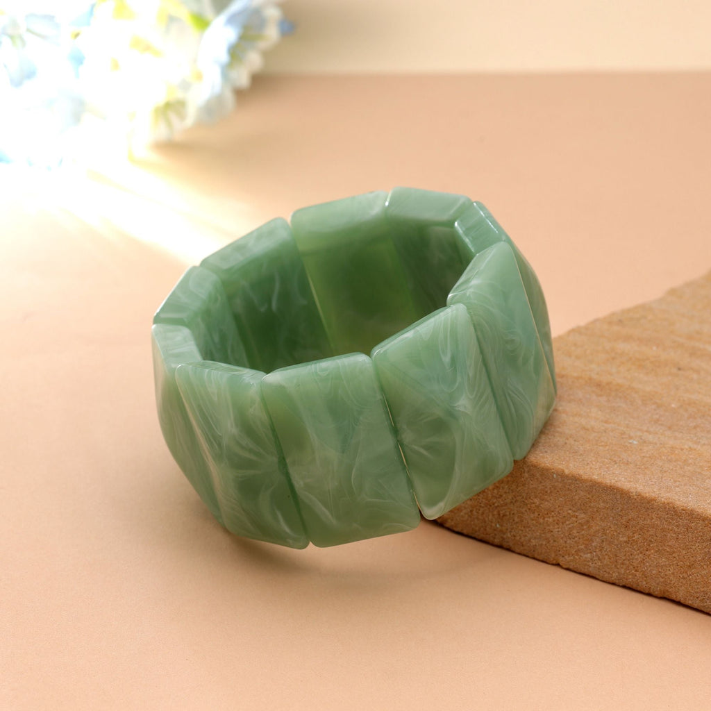 Green Color Stretchable Acrylic Fashion Bangle Design