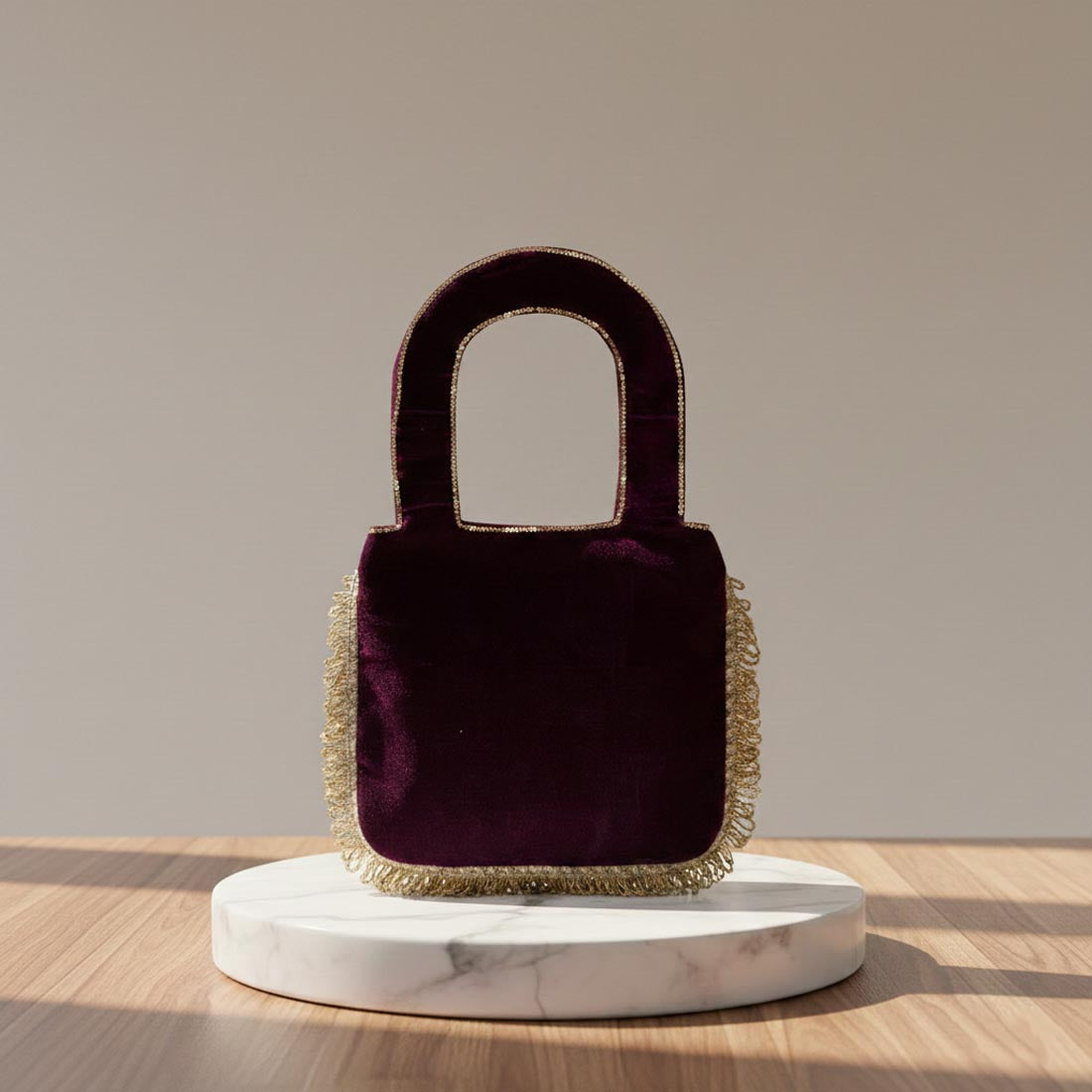 Purple Color Hand Bag Design Velvet Potli Bag (PTB101PRP)