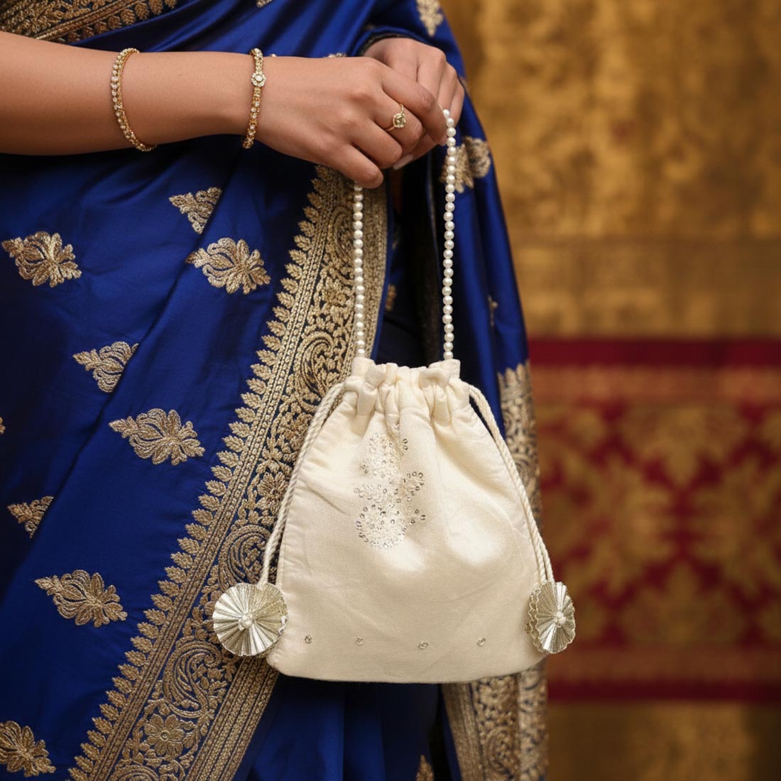 White Color Potli Bag (PTB106WHT)