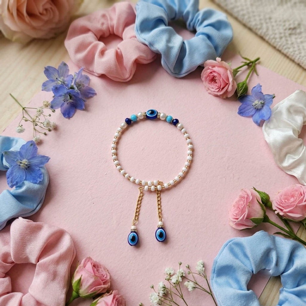 Blue & White Color Set of 12 Bracelet Rakhis Design