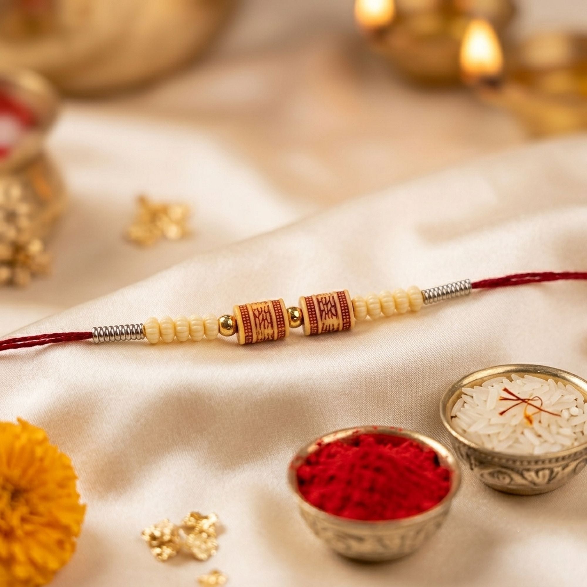 12 Pieces Combo Multi Color Designer Thread Rakhi Set