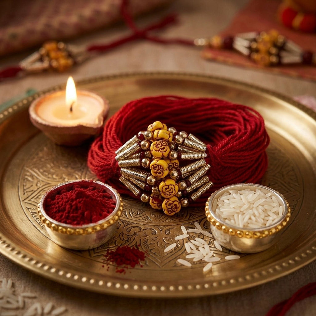 12 Pieces Combo Multi Color Om Design Thread Rakhis