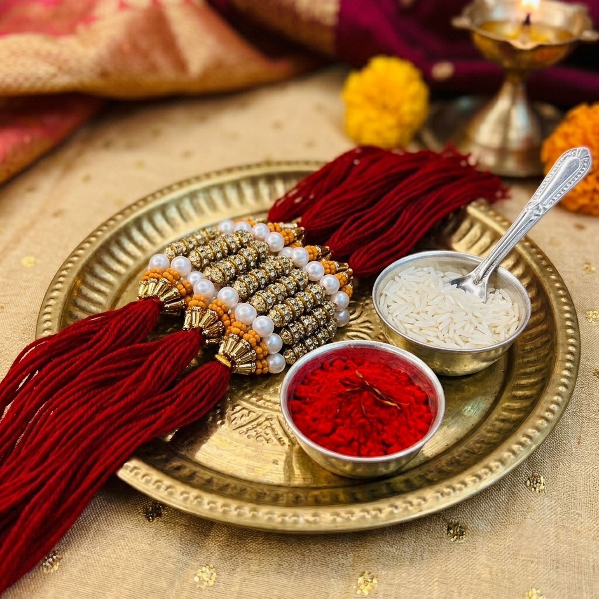 12 Pieces Combo Multi Color Traditional Designer Rakhis