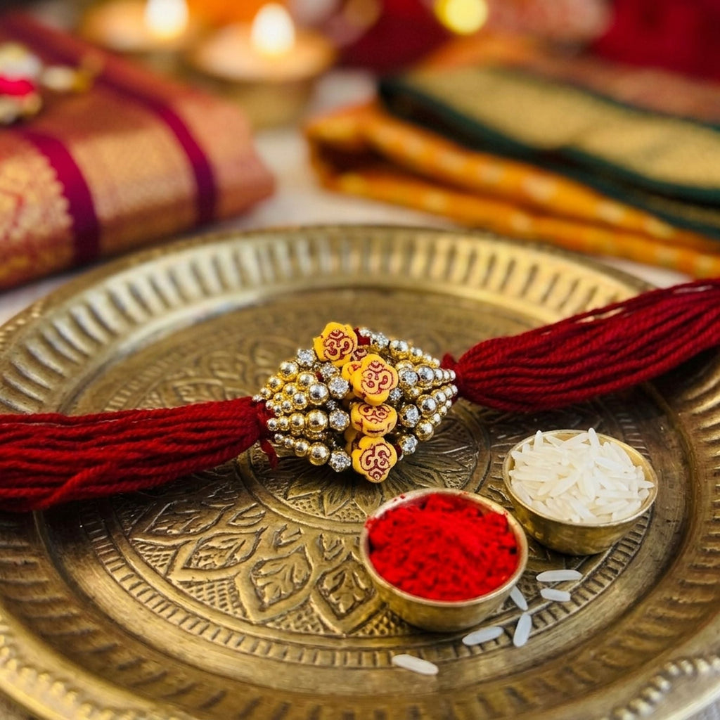 12 Pieces Combo Multi Color Om Thread Rakhi Set