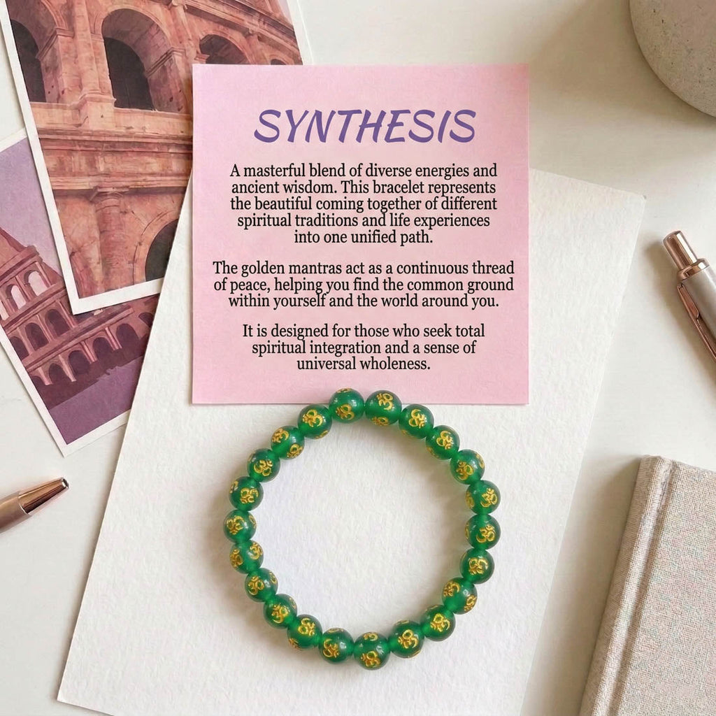 Green Color Om Mani Stone Bracelet