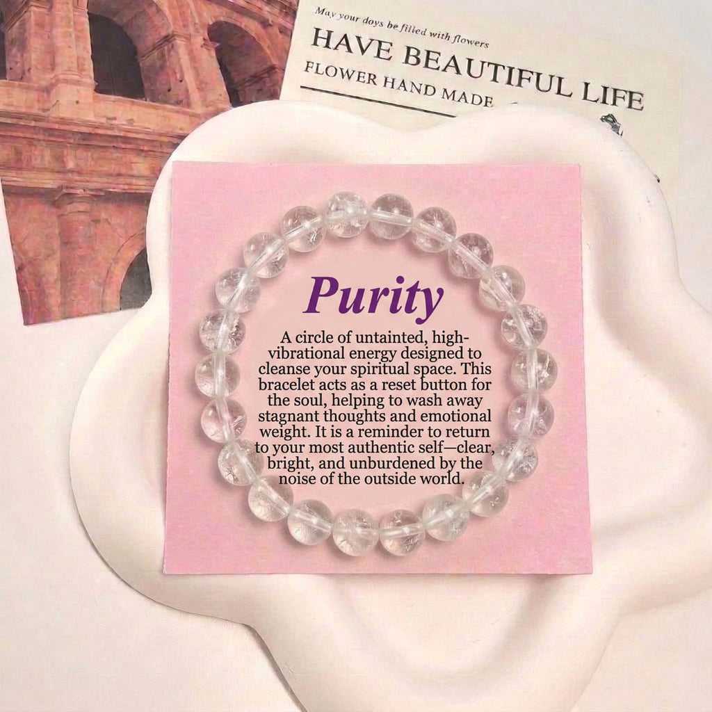 White Color Clear Quartz Natural Stone Bracelet