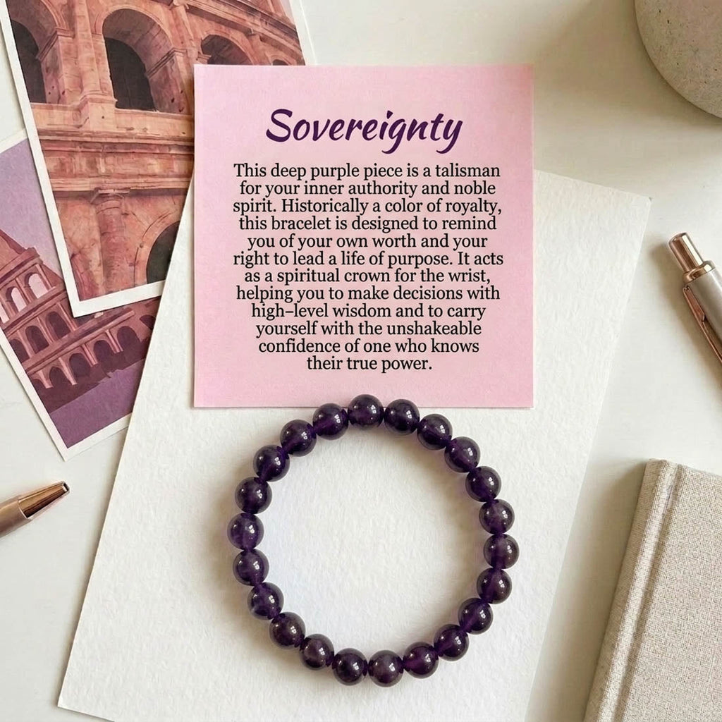 Purple Color Amethyst Round Stone Bracelet
