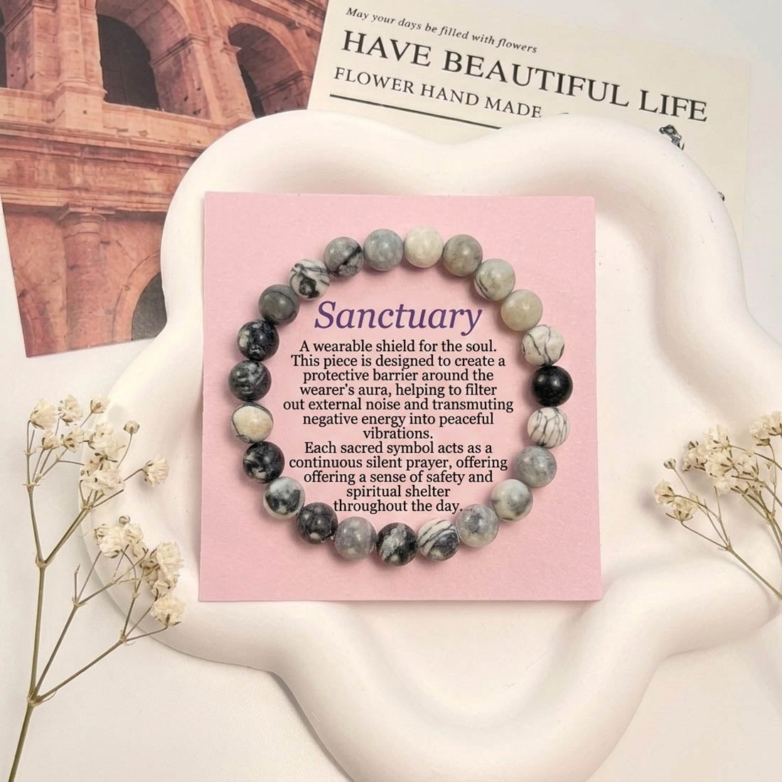Grey Color Jasper Stone Bracelet