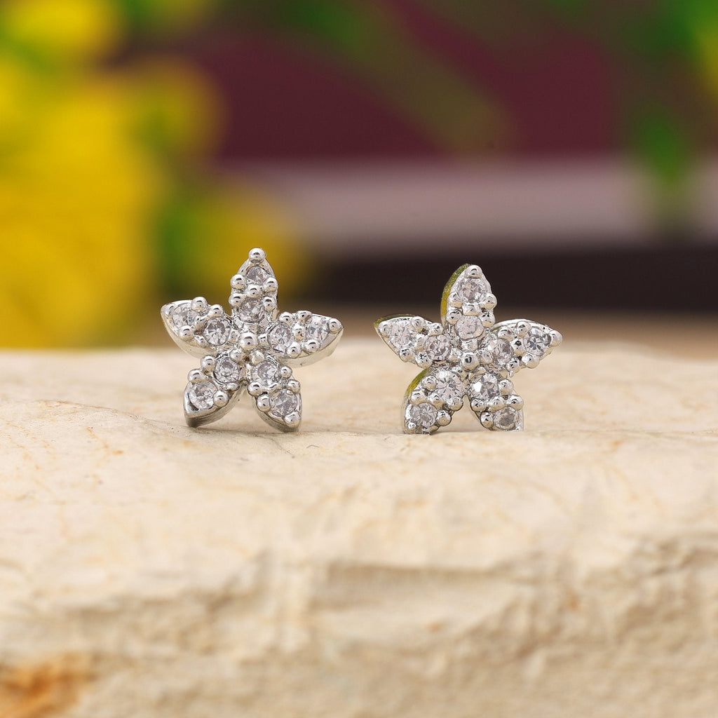 Silver Color 12 Pairs Premium American Diamond Stud Earrings Combo For Women’S Jewelry Box