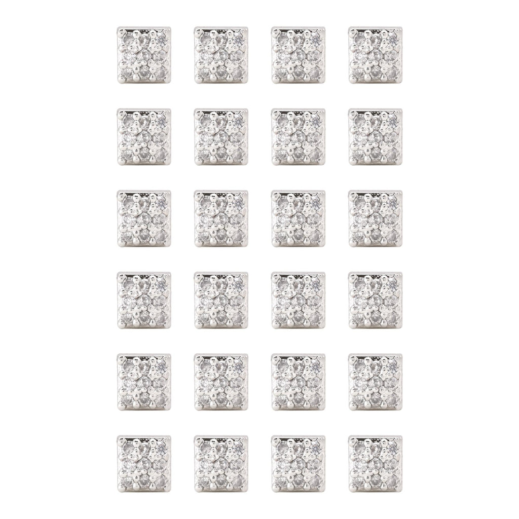 Silver Color 12 Pairs Sparkling American Diamond Stud Earrings Combo For Wedding Collection