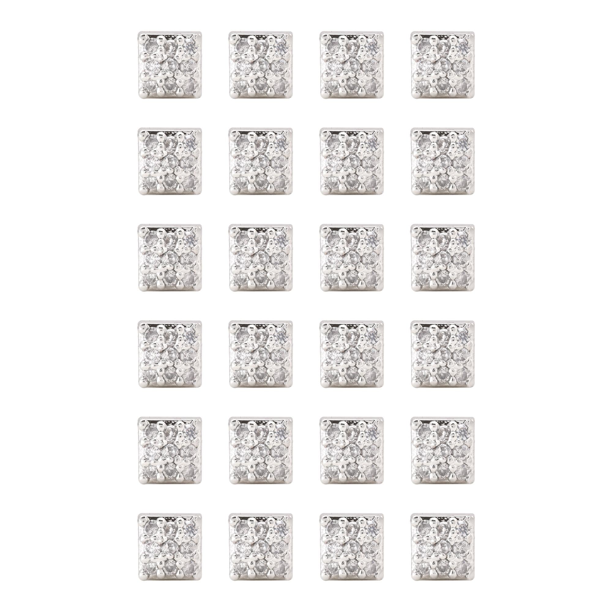 Silver Color 12 Pairs Sparkling American Diamond Stud Earrings Combo For Wedding Collection