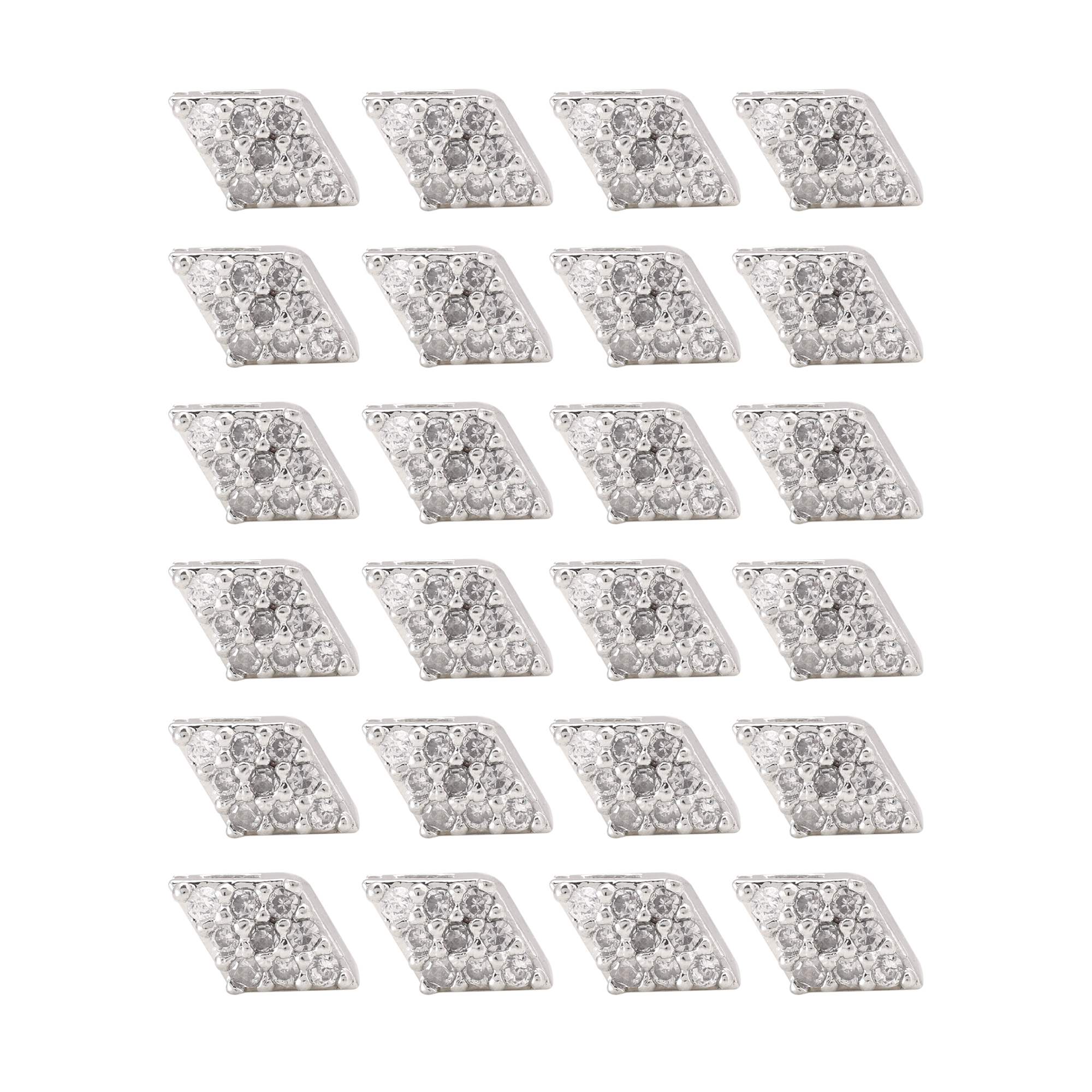 Silver Color 12 Pairs Shining Stone American Diamond Stud Earrings Combo For Party Wear