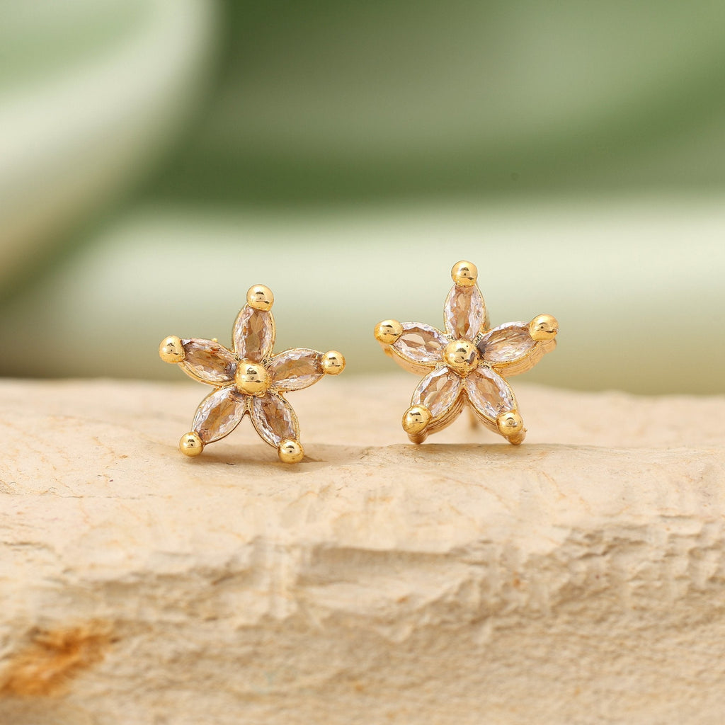 Gold Color 12 Pairs Glamorous American Diamond Stud Earrings Combo For Festive Functions