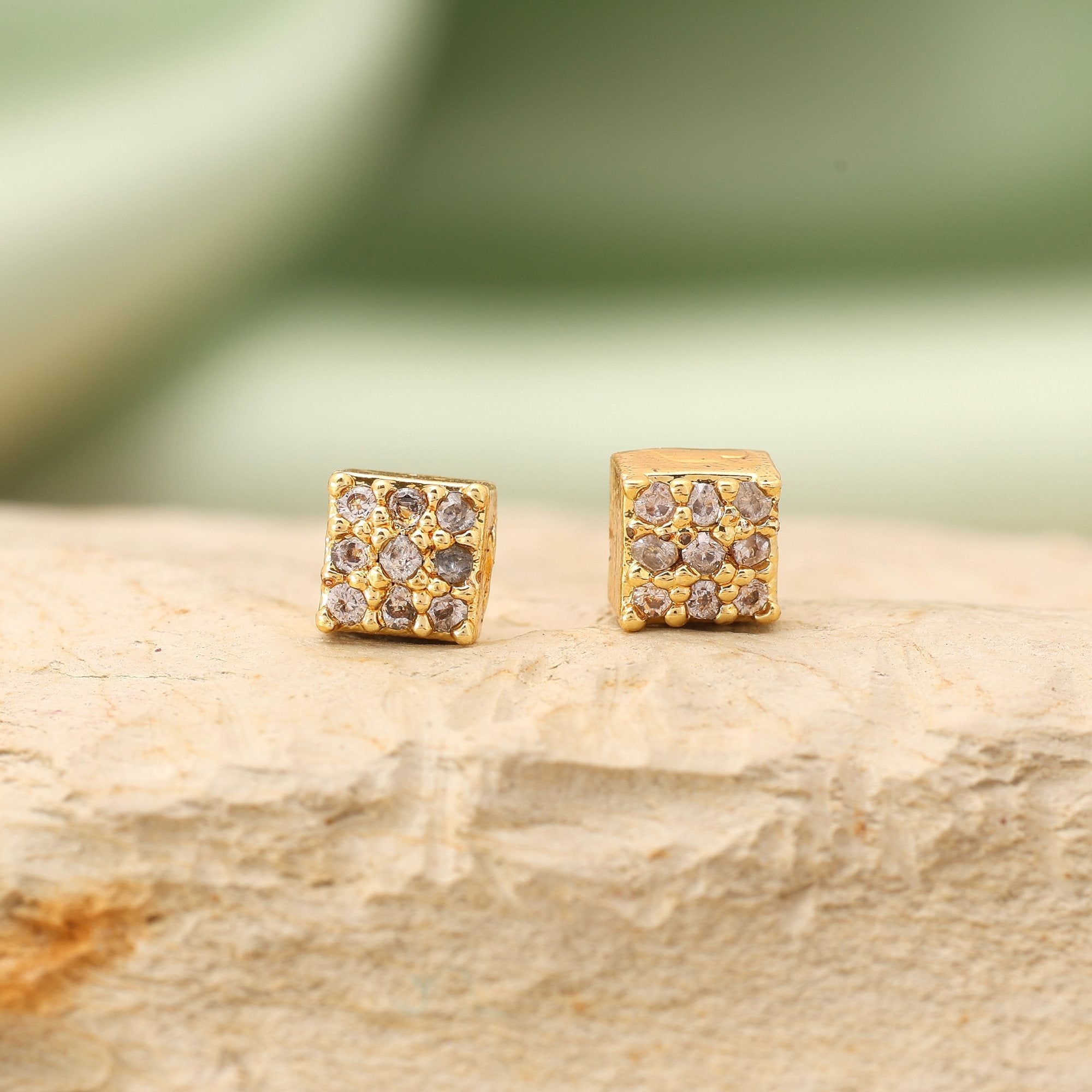 Gold Color 12 Pairs Premium Stone American Diamond Stud Earrings Combo For Wedding Jewelry
