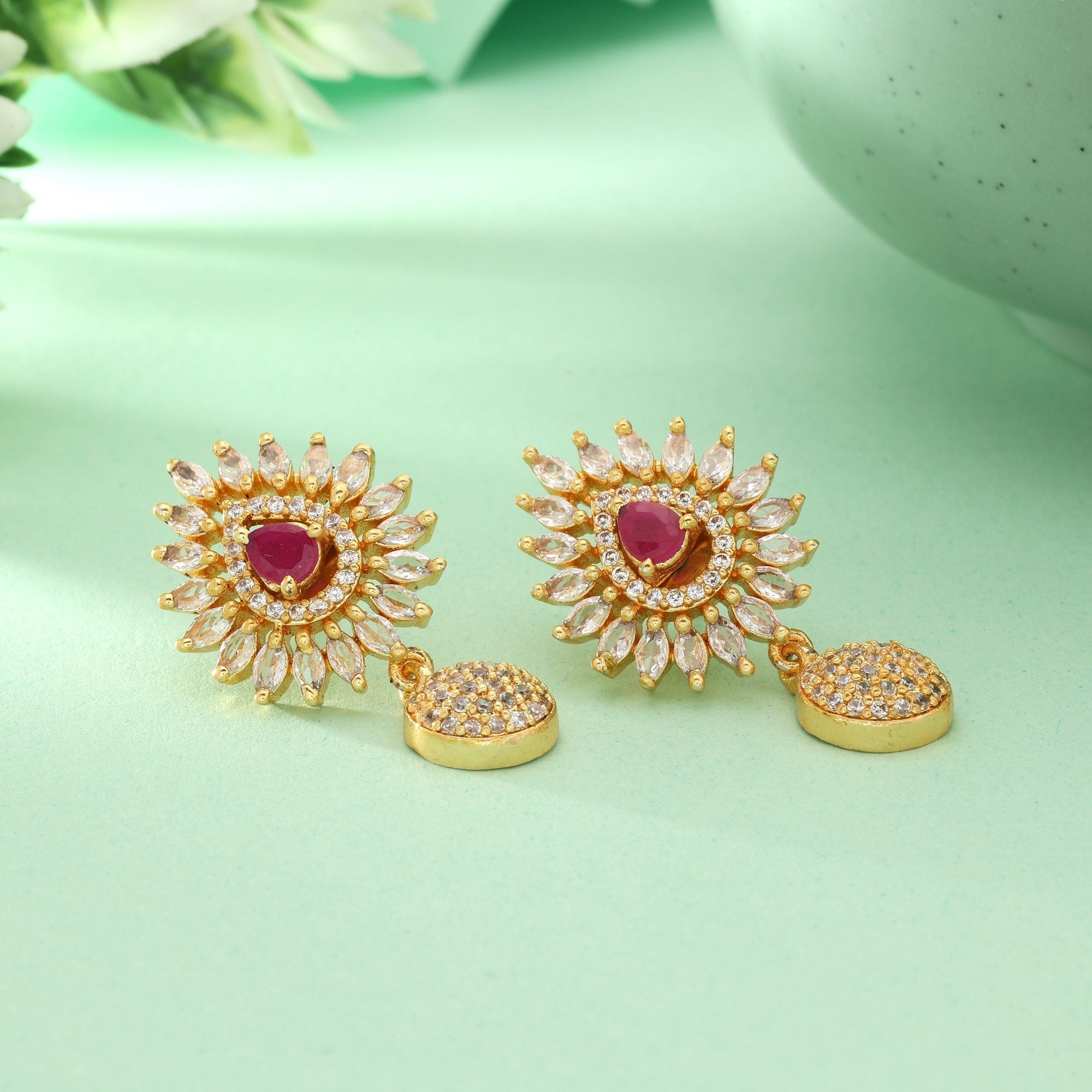 Multi Color 5 In 1 Interchangeable American Diamond Stud Earrings Combo For Women’S Fashion