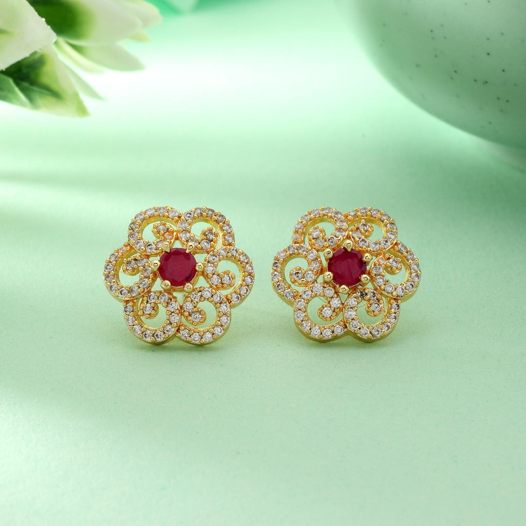 Multi Color 5 In 1 Festive Changeable American Diamond Stud Earrings Combo For Gifting Idea
