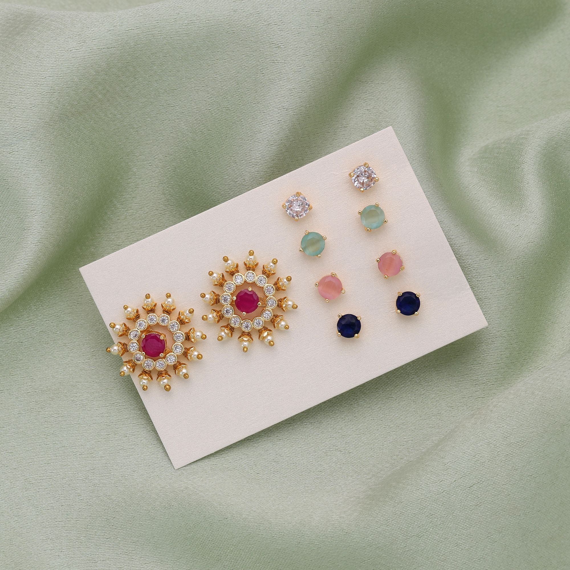 Assorted Color 5 In 1 AD Stud Earrings Pack