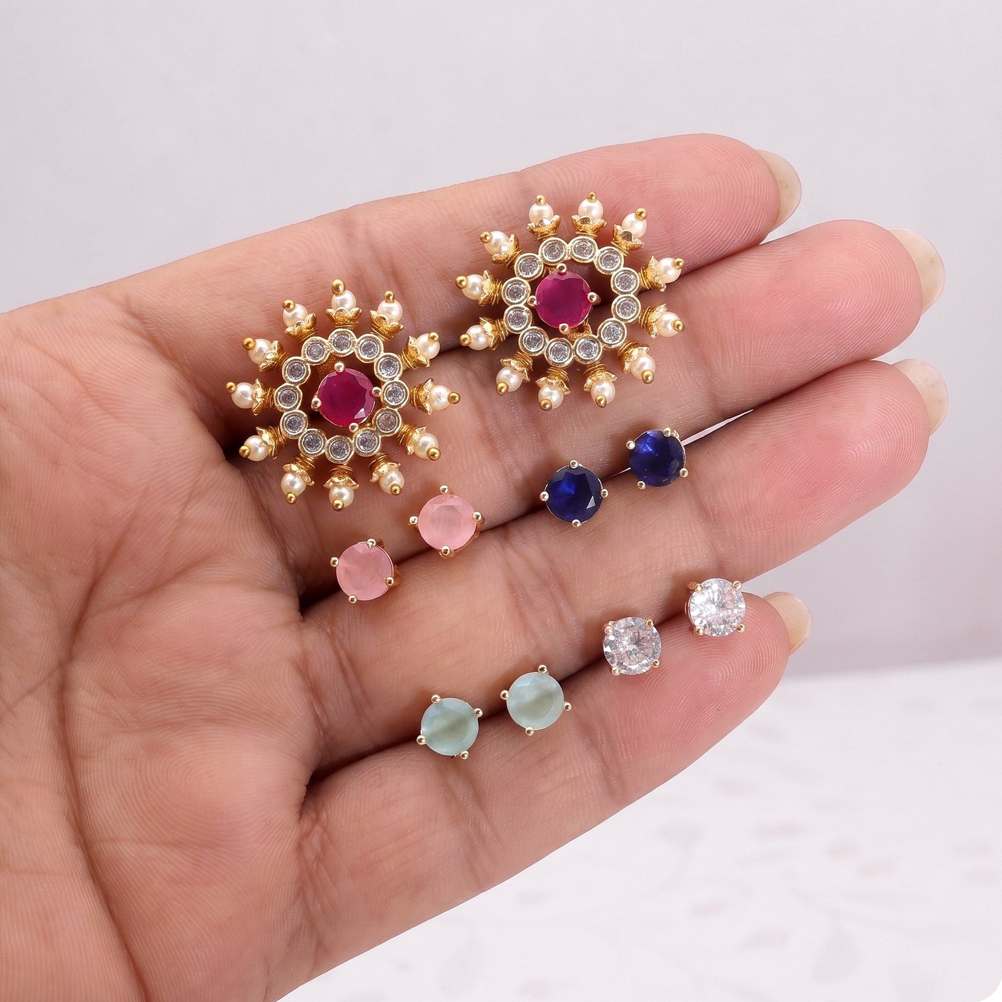 Assorted Color 5 In 1 AD Stud Earrings Pack