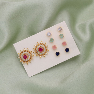 Assorted Color 5 In 1 AD Stud Earrings Pack