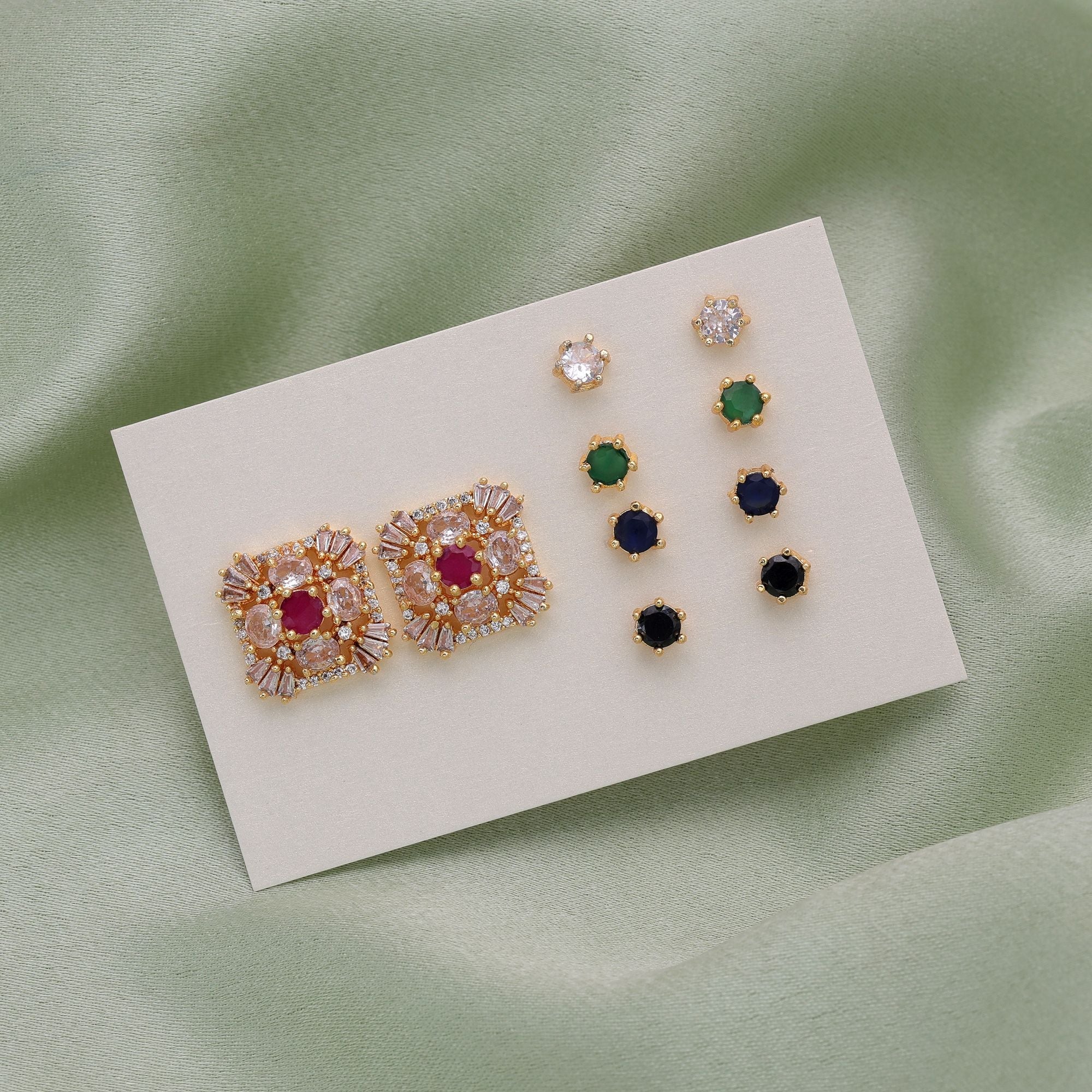Assorted Color 5 In 1 AD Stud Earrings Bundle