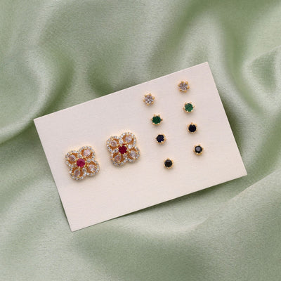 Assorted Color 5 In 1 AD Stud Earrings Collection