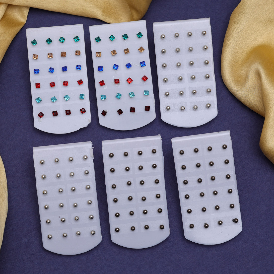 Assorted Color Stud Earrings Combo Of 72 Pairs