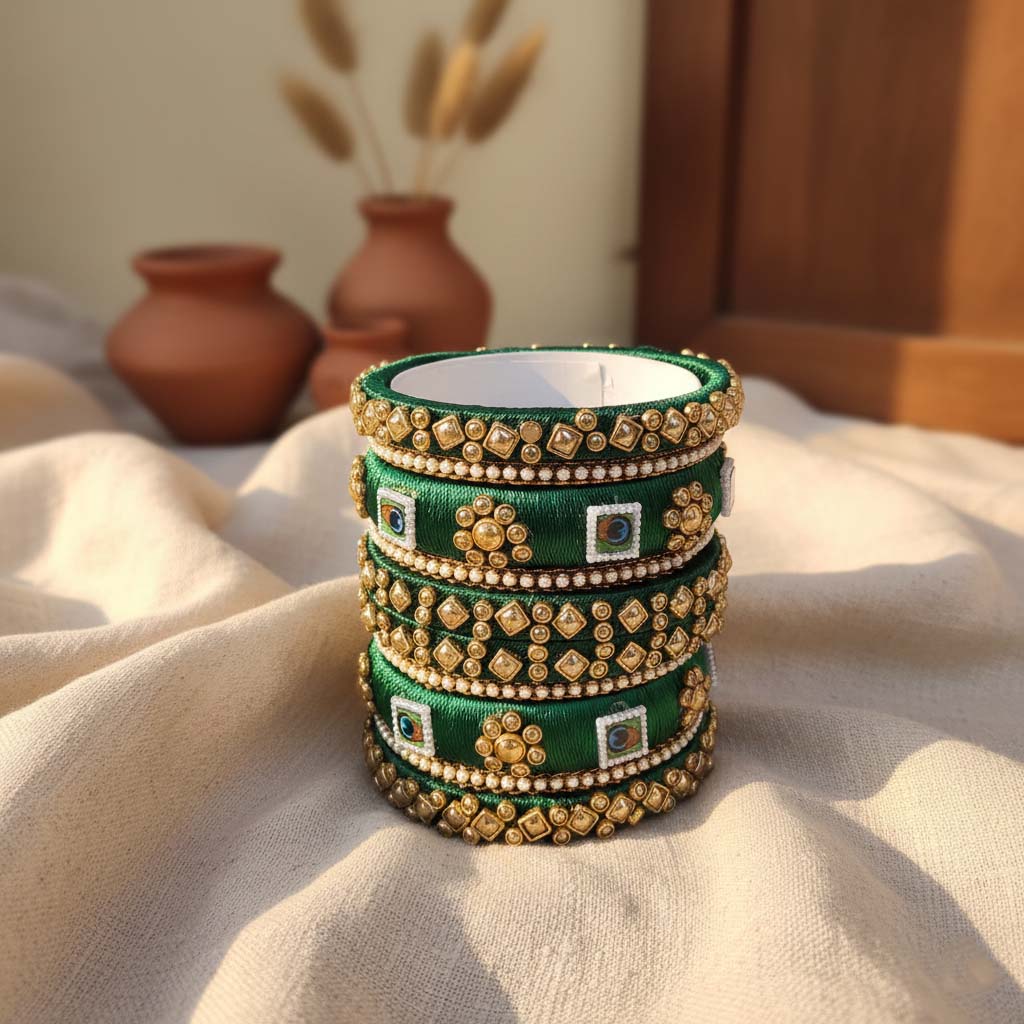 Green Color 1 Set Of Thread Bangle