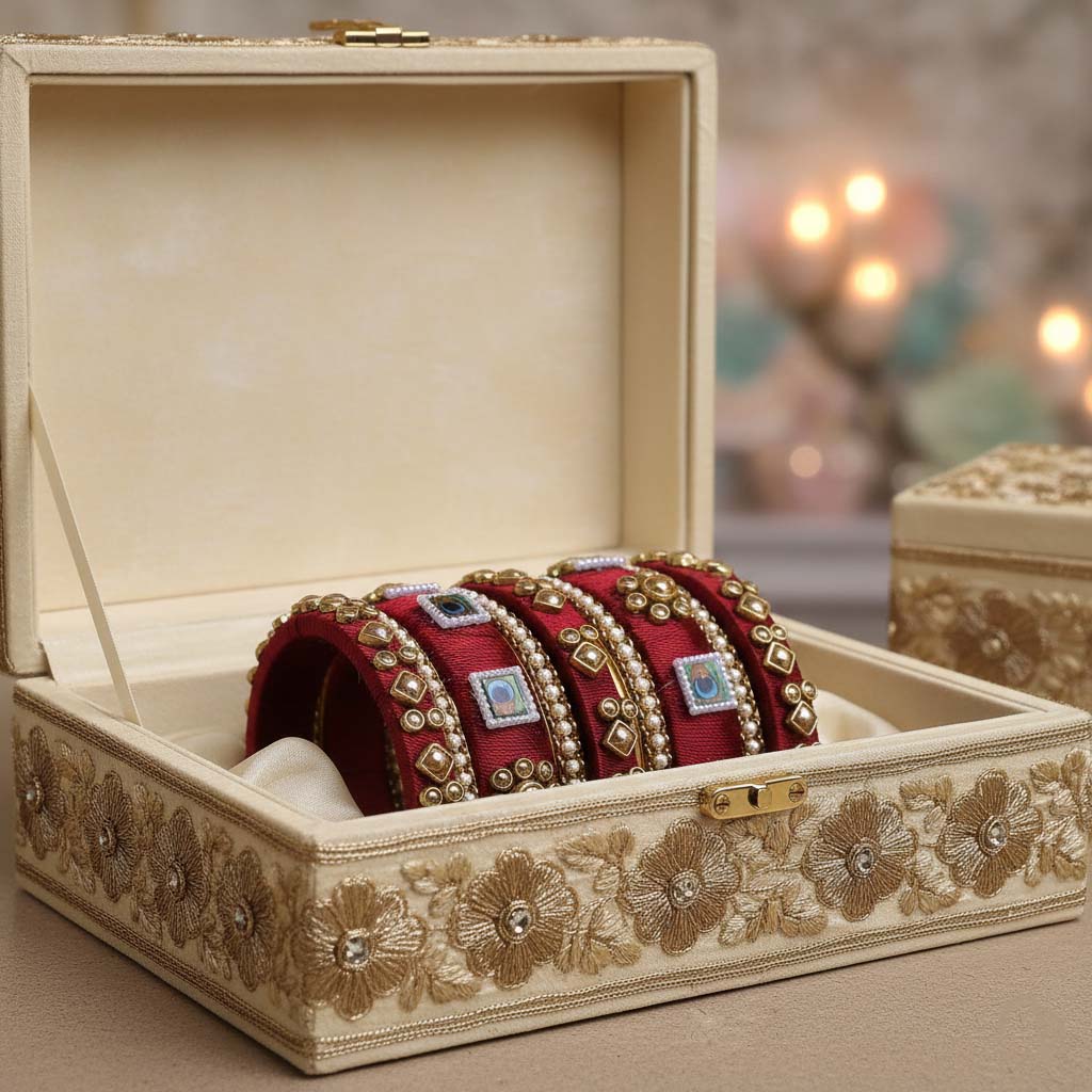 Maroon Color 1 Set Of Thread Bangle