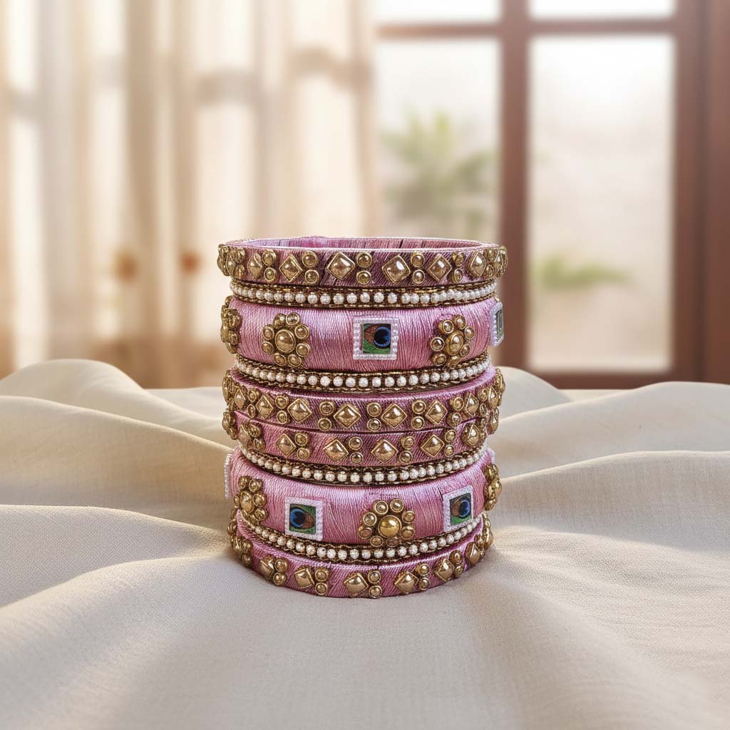 Pink Color 1 Set Of Thread Bangle