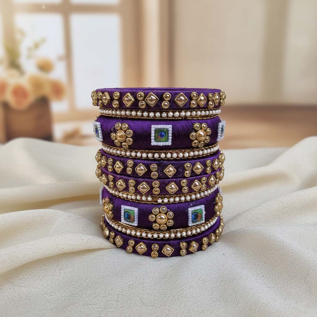 Purple Color 1 Set Of Thread Bangle