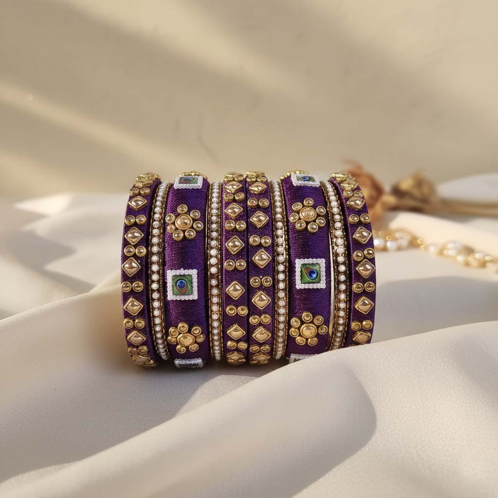 Purple Color 1 Set Of Thread Bangle