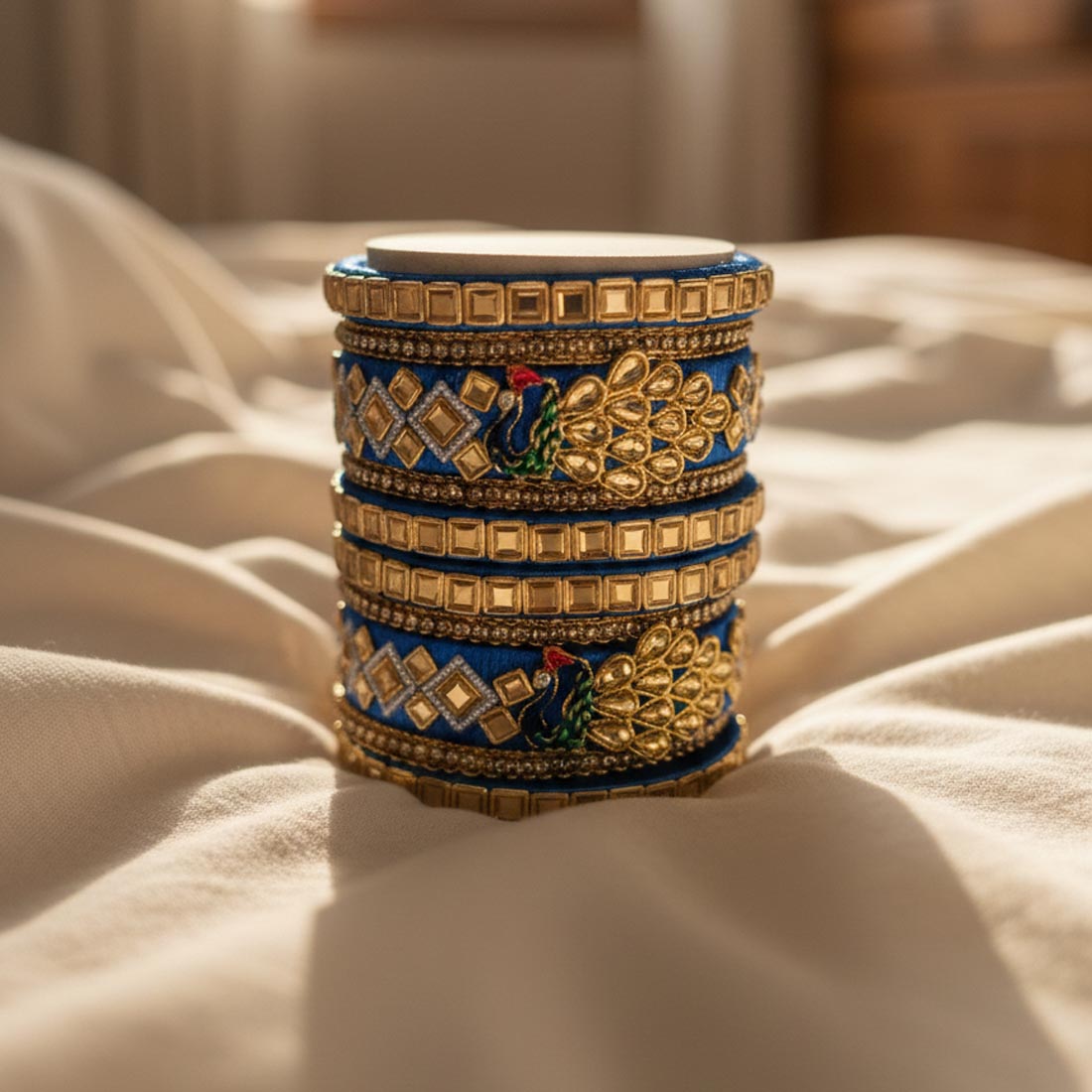Blue Color 1 Set Of Thread Bangle Showcasing Bold And Elegant Craftsmanship