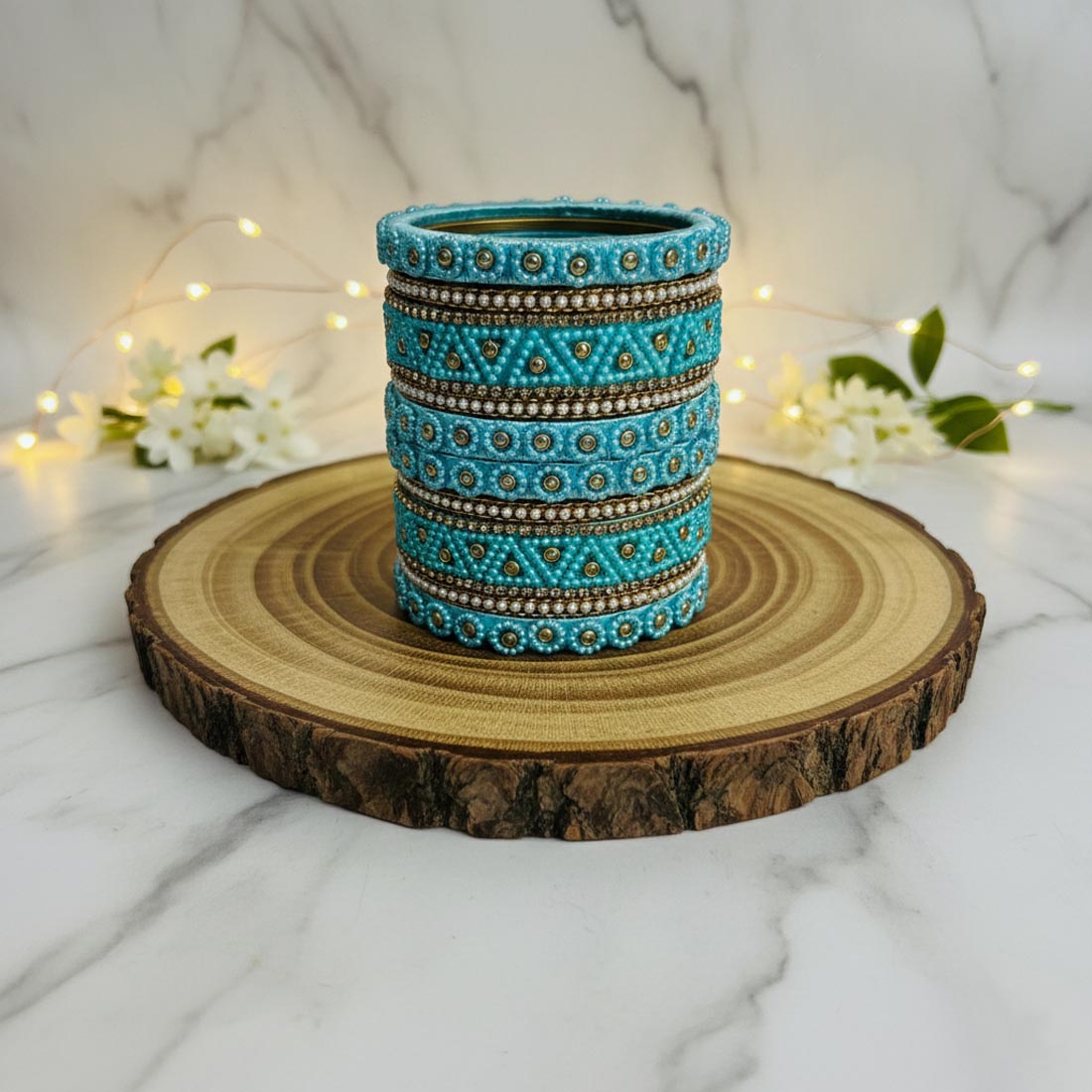 Firozi Color 1 Set Of Thread Bangle Featuring Stylish Ethnic Party Wear Look