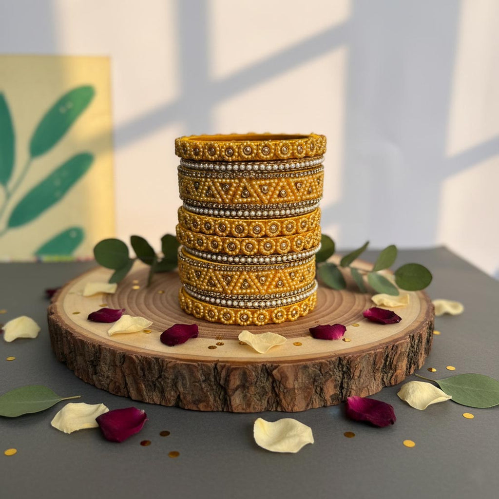 Yellow Color 1 Set Of Thread Bangle Designed For Bright Festive Celebration Wear