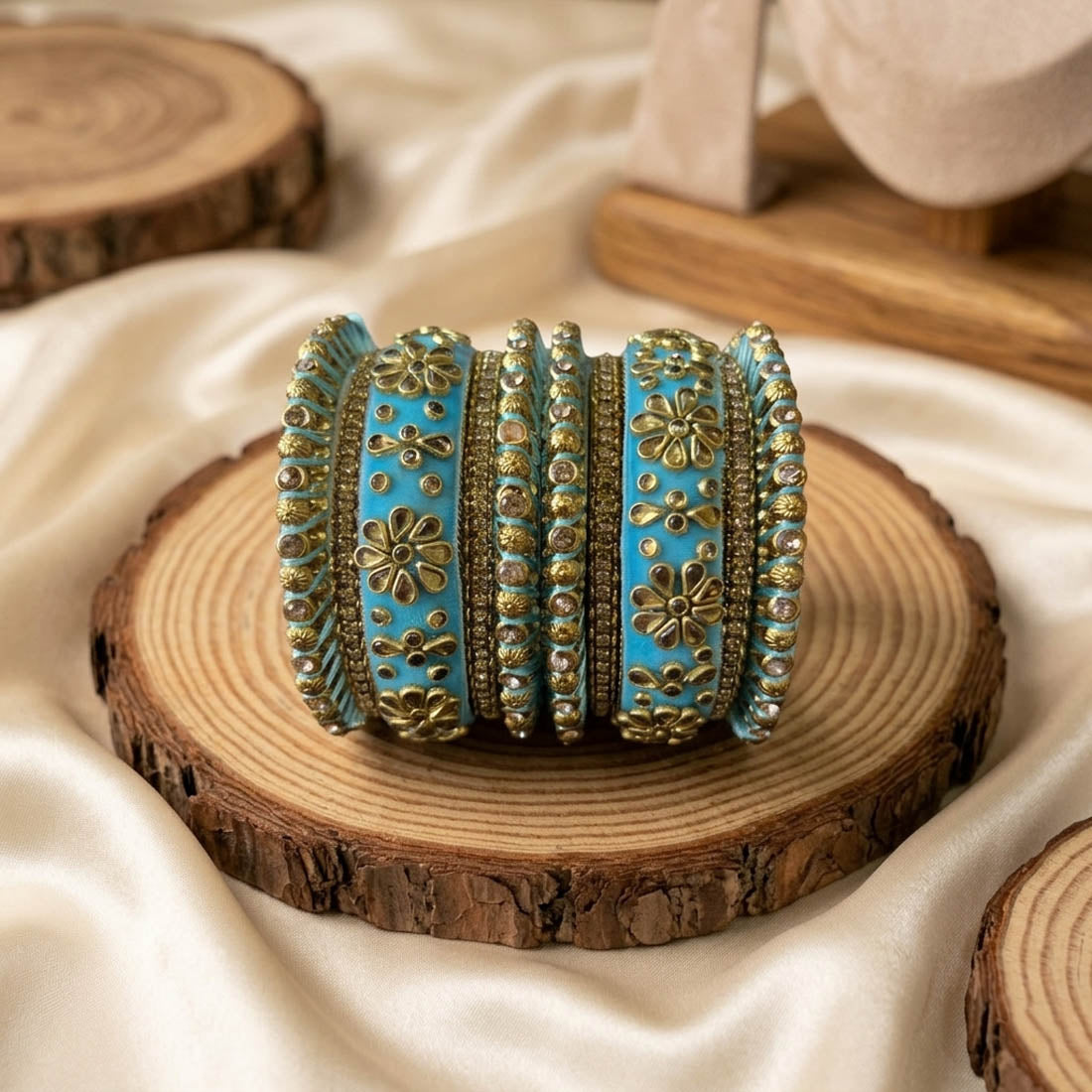 Firozi Color 1 Set Of Bangle Designer Party Wear Jewelry