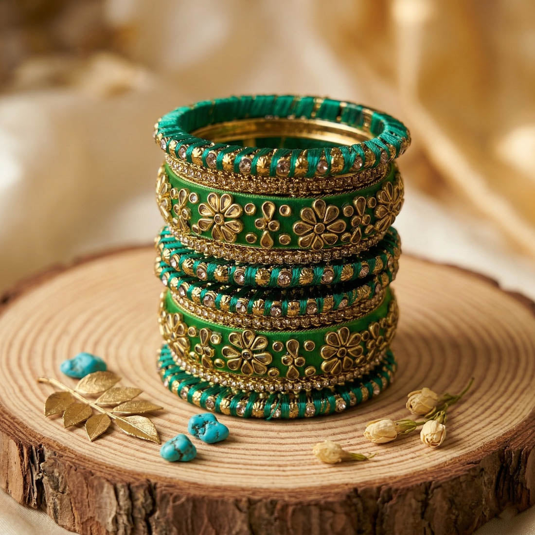 Green Color 1 Set Of Bangle Traditional Ethnic Jewelry