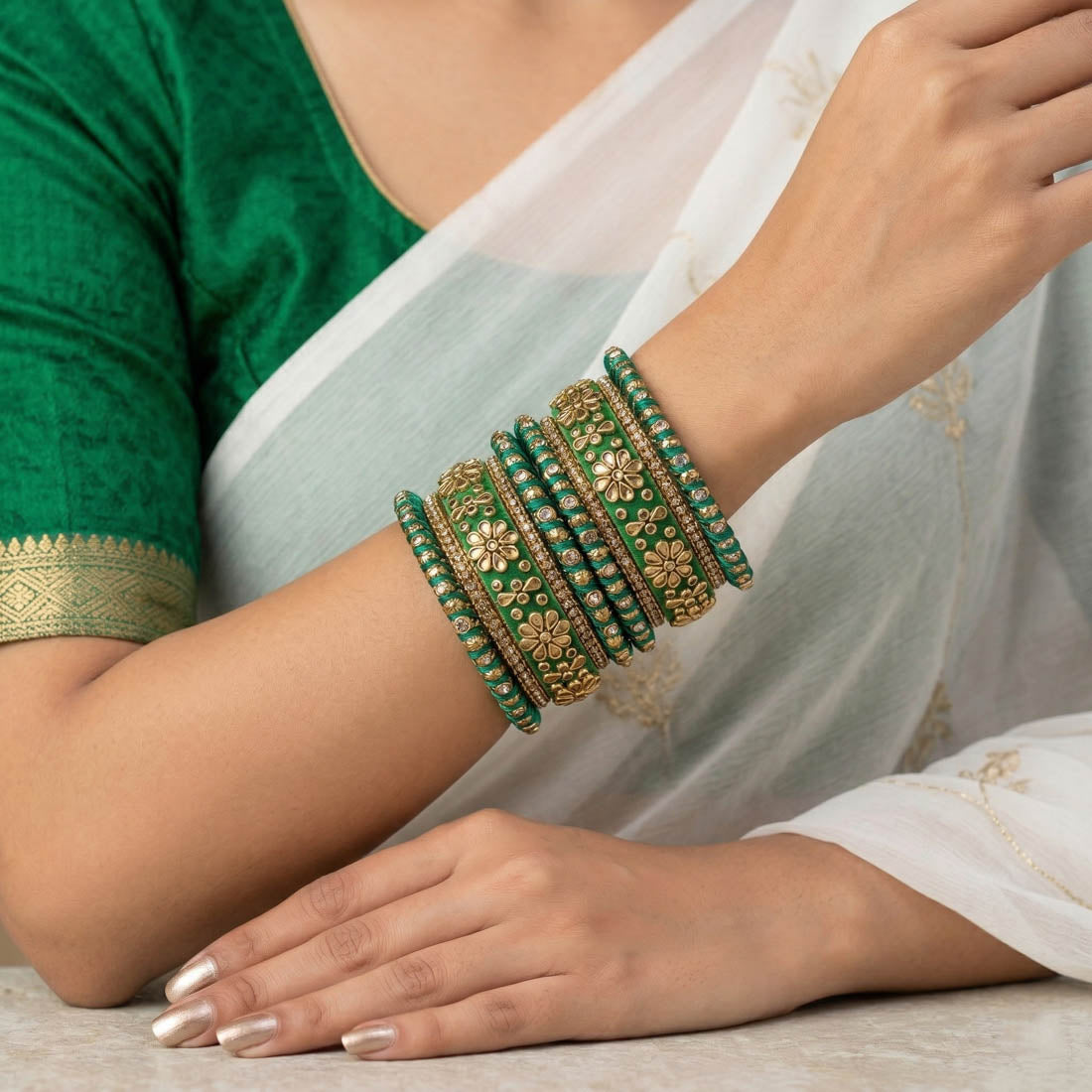 Green Color 1 Set Of Bangle Traditional Ethnic Jewelry
