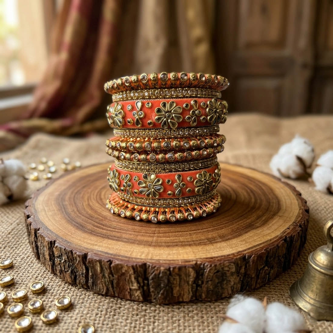 Peach Color 1 Set Of Bangle Daily Wear Stylish Jewelry
