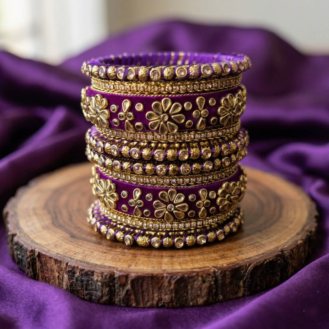 Purple Color 1 Set Of Bangle Elegant Party Wear Jewelry
