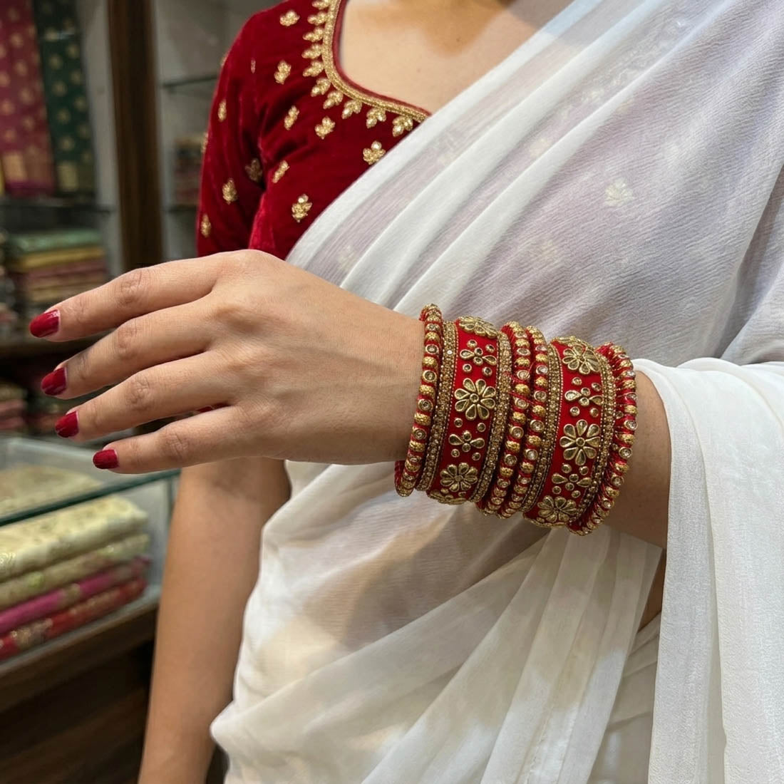Red Color 1 Set Of Bangle Bridal Traditional Jewelry