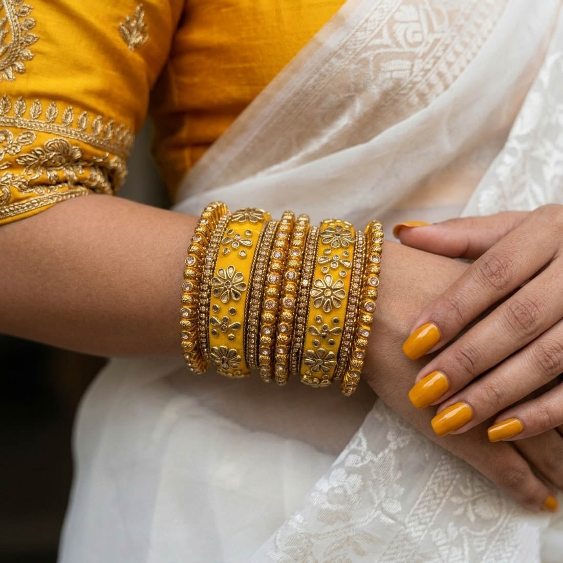 Yellow Color 1 Set Of Bangle Festive Traditional Jewelry