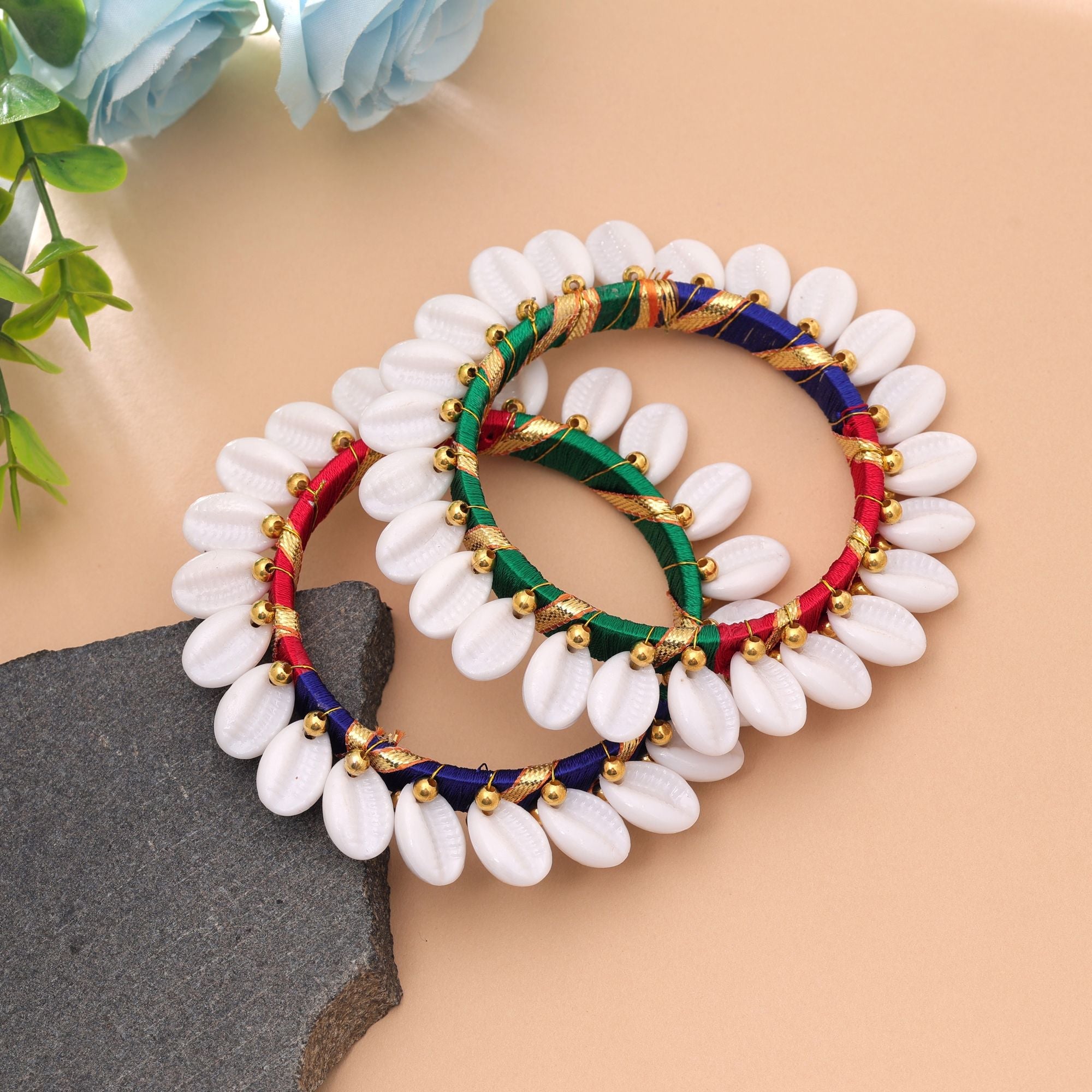 Multi Color Thread Bangle Set Stylish Traditional Wear